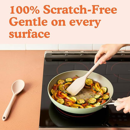 Non-Toxic Platinum Silicone Kitchen Utensil Set of 8 – Non-Scratch Cooking Spoons & Spatulas, 100% Plastic Free, Stainless Steel Core, Heat Resistant 500°F, Beige - Image 5