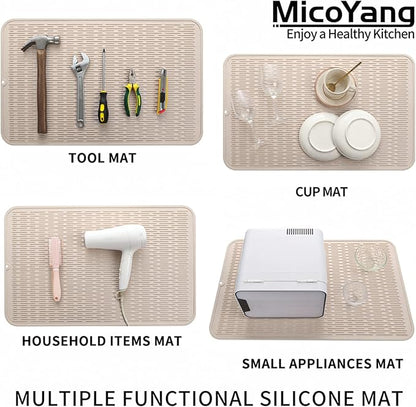 MicoYang Silicone Dish Drying Mat for Multiple Usage,Easy clean,Eco-friendly,Heat-resistant Silicone Mat for Kitchen Counter or Sink,Refrigerator or Drawer Liner Tapioca 3XL 28 inches x 18 inches - Image 4