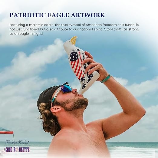 Freedom Funnel – Patriotic Eagle Beer Funnel with American Flag Design – 60oz Capacity and Smooth, Fast Pour – Made in USA – Durable, Washable Plastic – Patriotic Party Starter - Image 9