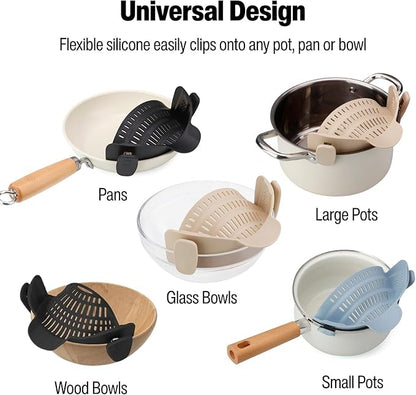 Silicone Pot Strainer, Emptycolor Adjustable Clip On Strainer for Pots Pans, Heat Resistant Pot Drainer, Kitchen Pasta Colander for Vegetables and Noodles (Black) - Image 4