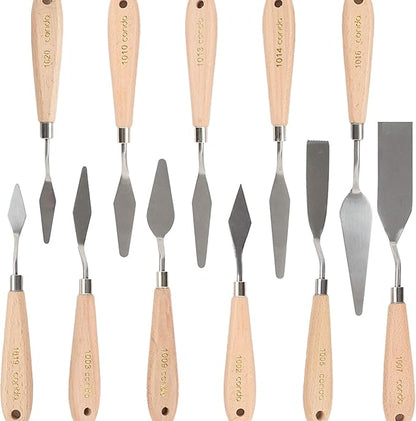 CONDA 11 Piece Stainless Steel Spatula Palette Knife Professional Palette Knife Painting Wood Handle - Image 2