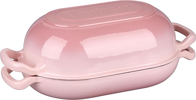 VORRINGARD Enameled Cast Iron Sourdough Bread Oven, Dutch Oven, Loaf Cast Iron Bread Pan for Homemade Bread Baking, Meatloaf Pan with Lid, 5QT, Pink - Image 9