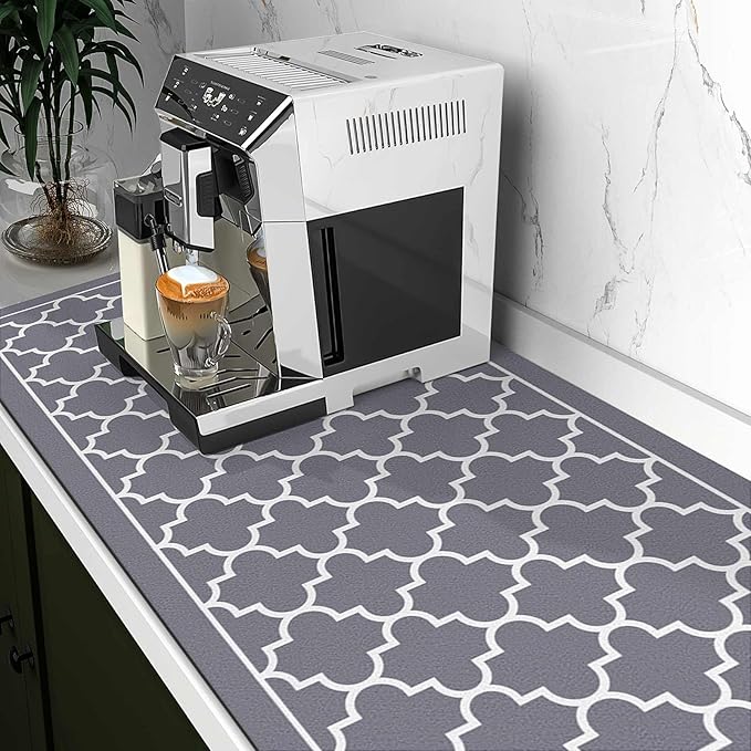 WISELIFE Dish Drying Mat Super Absorbent Drying Mat Large Dish Drying Mats for Kitchen Counter Easy Clean Dish Mat Kitchen Drying Mat18"x 36" Stylish Grey - Image 2