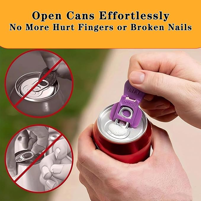 6PCS Colorful Can Tab Openers & Leak-Proof Drink Covers – One-Hand Soda Can Opener and Reusable Protector Caps for Coke, Beer, Soda, and Aluminum Cans - Image 2