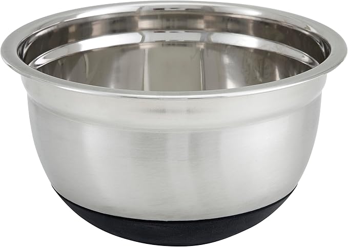 Winco Mixing Bowl with Silicon Base, 5-Quart, Stainless Steel, Black by Fonteme