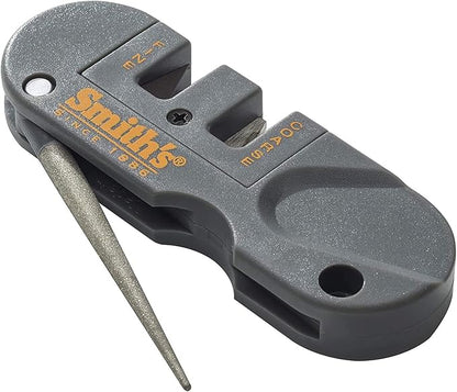 Smith's PP1 Pocket Pal Knife Sharpener Preset Carbide & Ceramic Stone Sharpeners Fold-Out Diamond Coated Rod Outdoor Hunting Knife & Hook Sharpener, Handheld, Compact, Lightweight, Multiuse by SmithsConsumerProductsInc