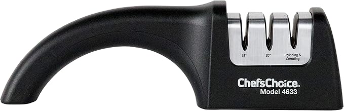 Chef'sChoice Professional Manual Knife Sharpeners AngleSelect for 15- and 20-Degree Straight-Edge and Serrated Knives with Diamond Abrasives Precise Angle Control & Compact Footprint, 2-Stage, Black - Image 4