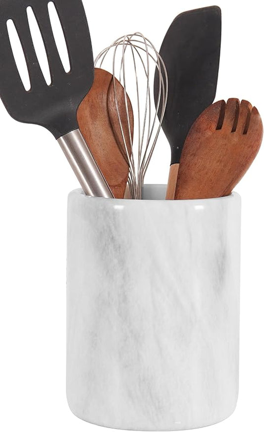 Radicaln Marble Utensil Holder 6.5" Inches White Handmade Spoon Holder for Kitchen Counter, Ideal Kitchen Utensils Set Organizer, Farmhouse Kitchens Decor & Accessories, Cooking Utensil Storage