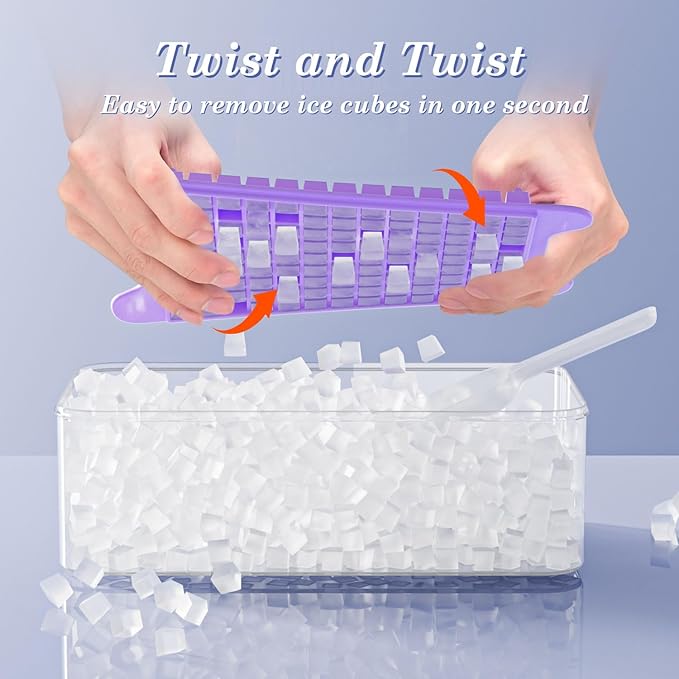 Mini Ice Cube Tray for Freezer: GGUW Nugget Ice Cube Tray with Bin - Crushed Ice Tray Making 4×108 PCS Icecube - Easy Release Iced Maker Trays - Image 3