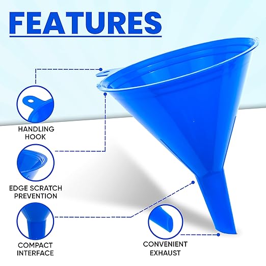 Funnel 4-Pack Funnels for Kitchen Use Filling Bottles - Food-Grade Plastic, Funnels for Automotive Use, Mess-Free Filling, funnels for Filling Bottles, Sizes (122, 101, 76 & 50mm) - Image 3