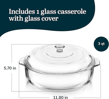 Libbey Round Casserole Dish with Lid, Elegant Glass Bakeware with Lids Stackable, Round Casserole Dishes for Oven, Refrigerator, Microwave, and More - Image 3