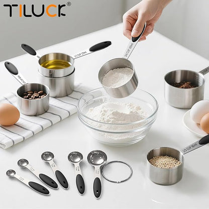 TILUCK Measuring Cups and Spoons Set, Stainless Steel, Kitchen Utensils for Cooking and Baking (12) - Image 6