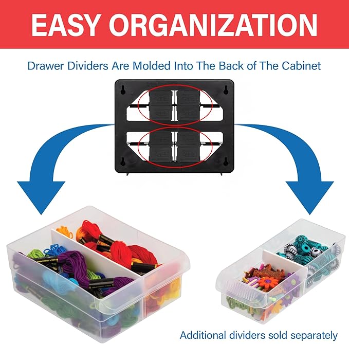 Akro-Mils 16-Drawer Plastic Drawer Storage Cabinet for Garage Organization, Beads, Makeup Organizer, Building Bricks Storage, Teacher Toolbox, 10-1/2" W x 6-1/2" D x 8-1/2" H, 10116 Black - Image 5