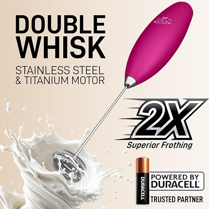 Zulay Kitchen Whisk Milk Frother with 4 Duracell Batteries - Powerful Handheld Foam Maker for Coffee, Lattes, Matcha, Hot Chocolate & Cappuccinos - Whip Creamy Froth in Seconds - Image 4