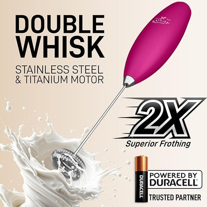 Zulay Kitchen Whisk Milk Frother with 4 Duracell Batteries - Powerful Handheld Foam Maker for Coffee, Lattes, Matcha, Hot Chocolate & Cappuccinos - Whip Creamy Froth in Seconds - Image 4
