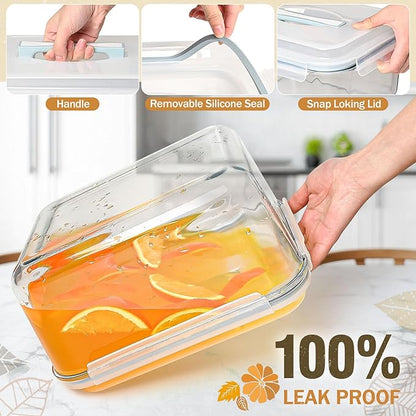 Extra Large Glass Storage Containers with Lids 200oz/6000ml - Airtight Borosilicate Large Glass Food Storage container for Rotisserie Chicken, Turkey - XL Big Glass Bowl Freezer to Oven Safe