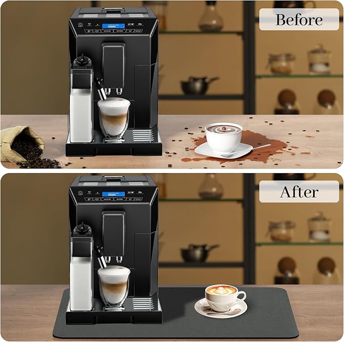 Bloss Coffee Bar Mat for Countertops, Grey Dish Drying Mat for Multiple Usage, Kitchen Counter Mat, Absorbent Hide Stain Rubber Backed Dish Drying Pad / 16.1"x24.1" - Image 3