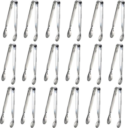 18PCS Mini Tongs for Appetizers, 5Inch Serving Tongs, Ice Tong Appetizer Tong, Small Tongs for Serving Food, Kitchen Utensils for Sugar Cubes, Coffee, Charcuterie Board (Silver-18pcs) by Sunenlyst
