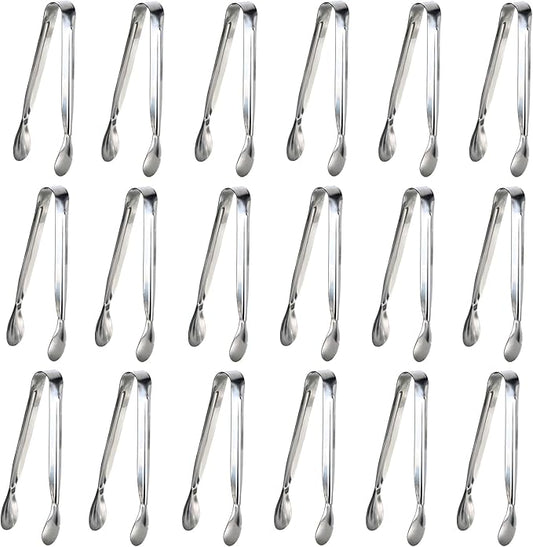 18PCS Mini Tongs for Appetizers, 5Inch Serving Tongs, Ice Tong Appetizer Tong, Small Tongs for Serving Food, Kitchen Utensils for Sugar Cubes, Coffee, Charcuterie Board (Silver-18pcs) by Sunenlyst