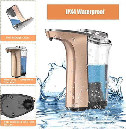 Automatic Soap Dispenser, PZOTRUF Touchless 17oz/500ml with Upgraded Infrared Sensor, 5 Adjustable Soap Dispensing Levels, Liquid Hand Soap Dispenser for Bathroom (Rose Gold) - Image 4