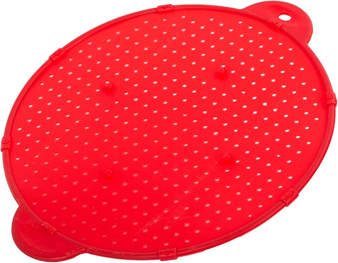 Luciano Housewares Multifunctional Frying Pan Silicone Splatter Screen, Red, Large