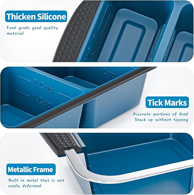 GORCI Silicone Freezer Tray With Lid, 4 Large 2 Cup Soup Freezer Molds, Soup Freezer Container for Meal Prepping, Large Ice Cube Tray， Perfect for Storing Leftovers, Sauces, Lasagna, 2-Pack - Image 7
