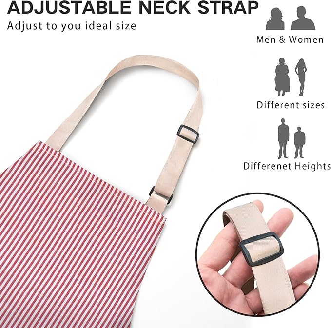 BeLuyi Adjustable Bib Apron with 2 Pockets Chef Cooking Kitchen Restaurant Aprons for Women Men - Image 2