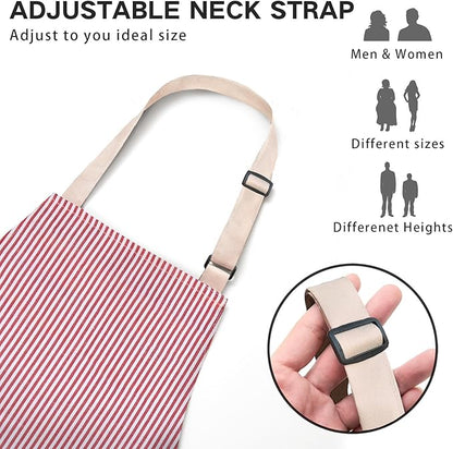 BeLuyi 2 Pack Adjustable Bib Apron with 2 Pockets Chef Cooking Kitchen Restaurant Aprons for Women Men - Image 2