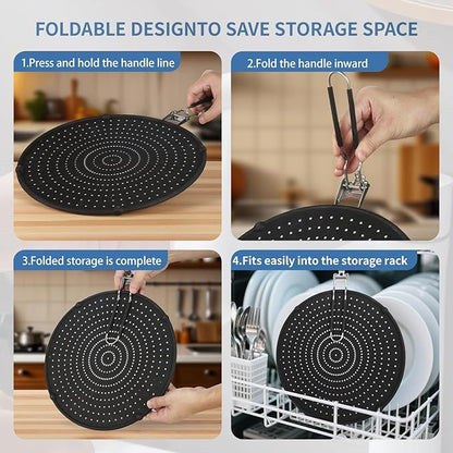 Splatter Screen Compatible with Hexclad,Heat Resistant Silicone with Folding Handle,Grease-Free Cooking,Dishwasher Safe,12.5 Inches,Black - Image 6