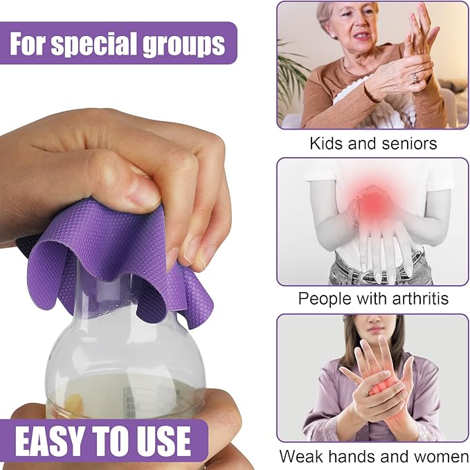 LUTER 4pcs Jar Opener, Rubber, Multi-function Silicone Bottle Opener for Seniors with Weak Hands Lid Cap Gripper Pads Kitchen Coasters Gadgets(Green, Purple) - Image 6