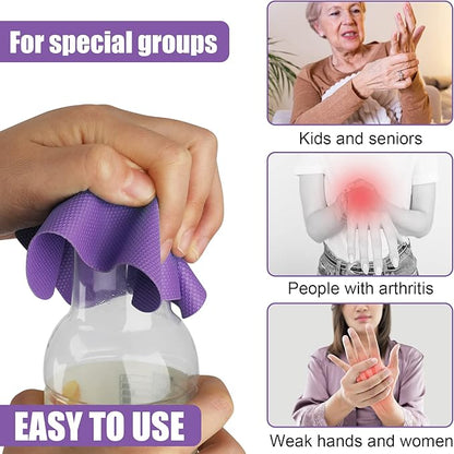 LUTER 4pcs Jar Opener, Rubber, Multi-function Silicone Bottle Opener for Seniors with Weak Hands Lid Cap Gripper Pads Kitchen Coasters Gadgets(Green, Purple) - Image 6
