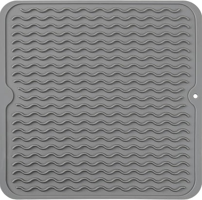 MicoYang Silicone Dish Drying Mat for Multiple Usage,Easy clean,Eco-friendly,Heat-resistant Silicone Mat for Kitchen Counter or Sink,Refrigerator or Drawer liner Grey M 12 inches x 12 inches by MicoYang