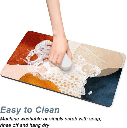 Rnivvi Coffee Mat, 12" x 19" Cute Boho Theme Coffee Bar Mats for Espresso Machine Station Accessories and Organizer, Hide Stain Rubber Backed Absorbent Dish Drying Pad for Kitchen Counter, Stones - Image 5