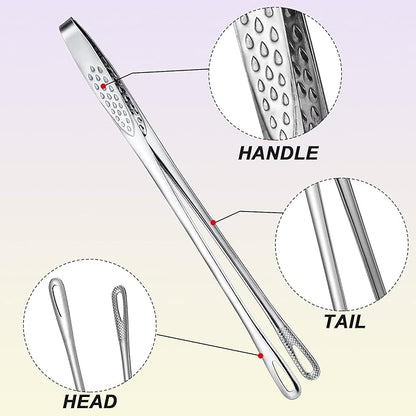 Geiserailie 3 Pcs 11 Inches Korean BBQ Tongs Stainless Steel Kitchen Tweezers Grill for Cooking Hot Pot Food Yakiniku Clamp Tool for Salad, Fish, Steak, Barbecue, Buffet, Meat - Image 3