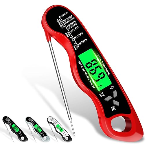 Meat Thermometer Digital，IP67 Waterproof Cooking Thermometer with Backlight, Calibration & Hold Function，Food Thermometer for Cooking,Outdoor Grilling by Unknown