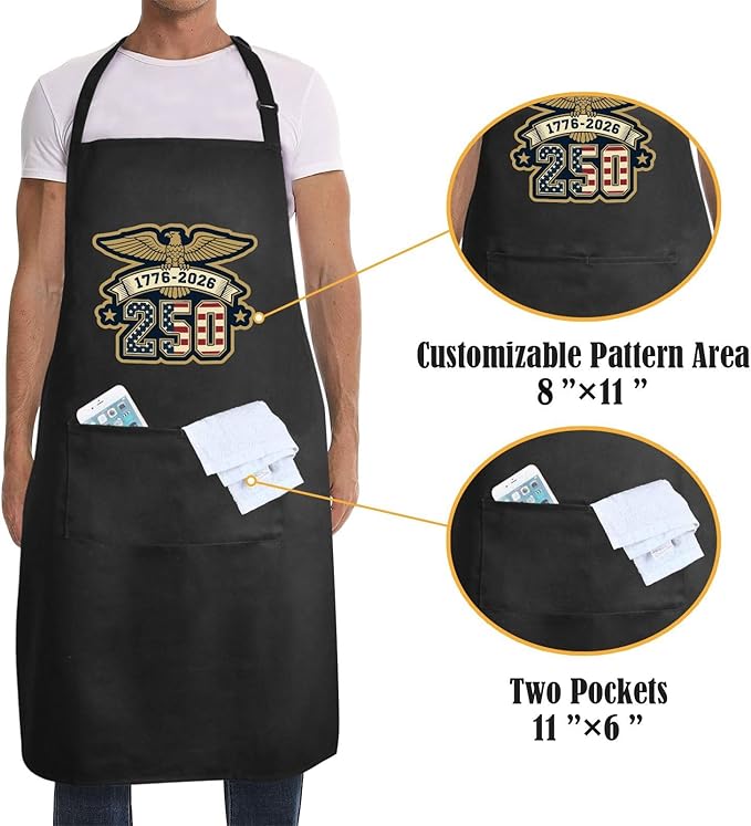 Us 250 Years Of Freedoms Apron With Pocket For Mens