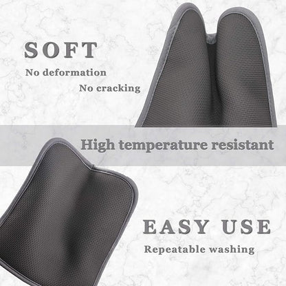 2Pcs Cotton and Neoprene Oven Pads Pot Holders with Pocket 8"x8.5" Dual-Function Hot Pad Set for Finger Hand Wrist Protection Heat Resistant to 428°F,Gray