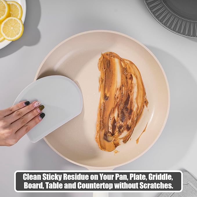 Sapid Flexible Curved Edge Silicone Bowl Scraper(5.98"x4.3"), Food Grade Dough Scraper for Baking Sourdough Bread, Cake, Multipurpose Kitchen Dish Scrapers, Easy to Clean (1, Gray) - Image 6