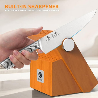 imarku Knife Set, 14 Piece Premium Kitchen Knife Block Set, Razor Sharp Japanese Chef Knives Set for Kitchen with Built-in Sharpener, Dishwasher Safe & Quality Acacia Wood Block, Gift for Women - Image 8