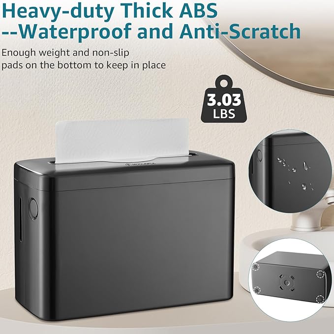 Multifold Paper Towel Dispenser Countertop, Heavy Duty Wide-Design, 300-Sheet Large Capacity Black Paper Towel Holder, Compatible with Tork, AmazonCommercial, Kleenex, Scott, Pacific Multifold Towels - Image 5