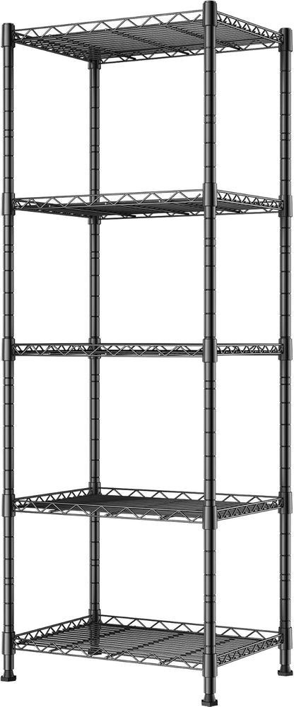 REGILLER 5-Wire Shelving Metal Storage Rack Adjustable Shelves,Standing Storage Shelf Units for Laundry Bathroom Kitchen Pantry Closet(Black,11.8" D x 16.6" W x 53.5" H) by REGILLER