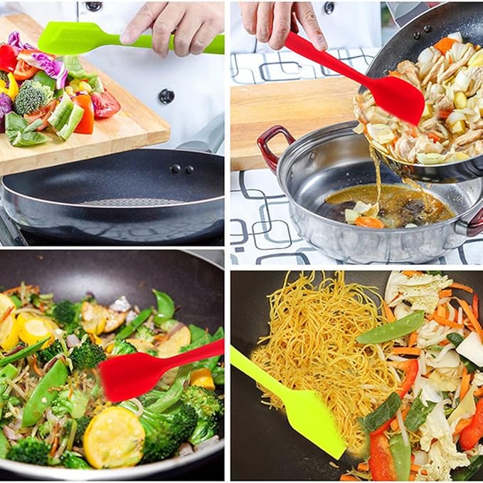 Silicone Spatulas, 8.5 inch Small Rubber Spatula Seamless One Piece Design Heat Resistant Non-Stick Flexible Scrapers Baking Mixing Tool (5 Pieces) - Image 4