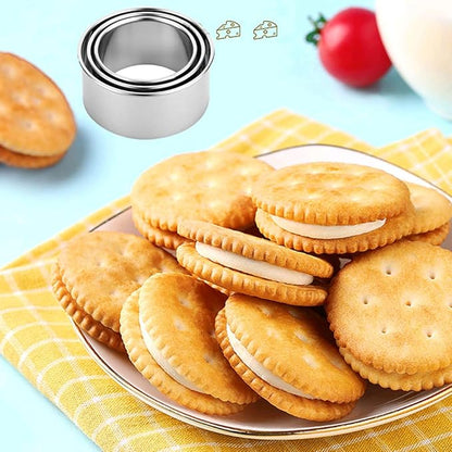 Cookie Cutters - Biscuit Cutters/Stainless Steel Dumpling Cutters/Cake Pastry Cutters/Cake Cookie Scone Cutters Molds stamps for Cooking Baking (3Pcs, Round Edge) - Image 2