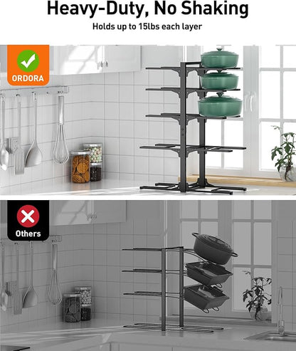 ORDORA 10-Tier Pots and Pans Organizer under Cabinet, Kitchen Cabinet Organizers and Storage, Heavy Duty Pots and Pan Storage Rack Organizer inside Cabinet, Adjustable - Image 6