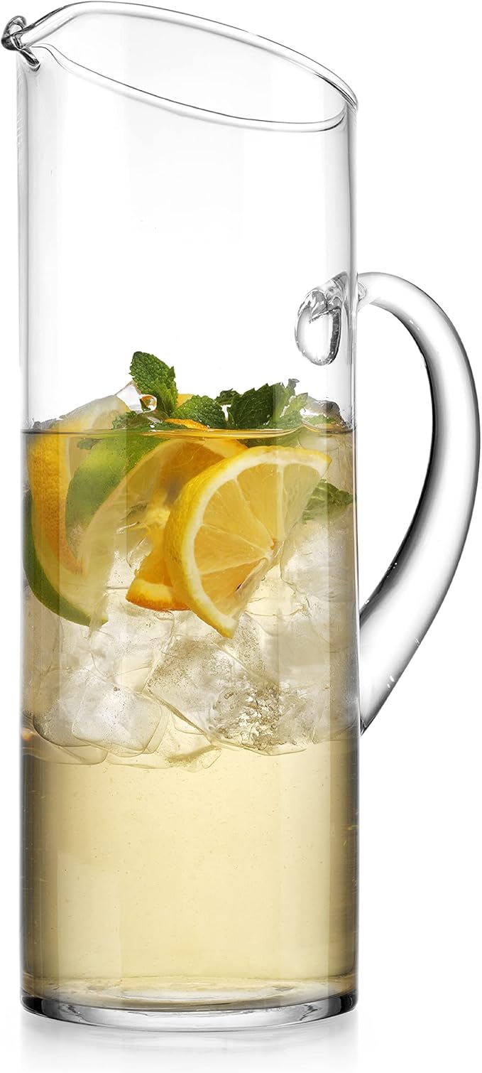 Glass Water Pitcher with Spout – Elegant Serving Carafe for Water, Juice, Sangria, Lemonade, and Cocktails – Crystal-Clear Glass Beverage Pitcher. by Glavers