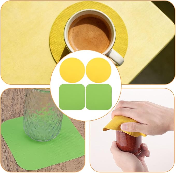 4pcs Rubber Jar Opener, 2 Round & 2 Square Rubber Bottle Opener Pads Non-Slip Texture Jar Lid Remover for the Elderly & Users with Weak Hands - Image 7