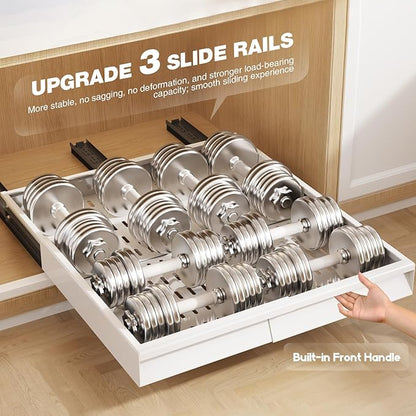 Seinloes 4 Pack Pull Out Cabinet Organizer With Raising Pad for Framed Cabinets,Expandable Width (13"-21") and Depth (17"-24"),3 Slide Rails Slide Out Drawers with Handle,No-Drill Roll Out Shelf,White - Image 6