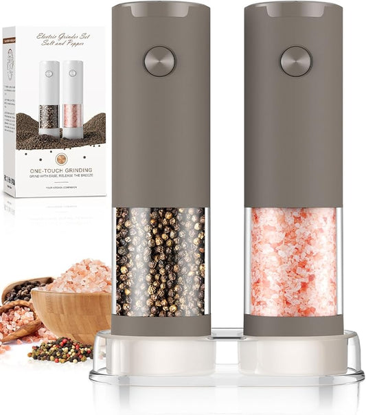 Electric Salt and Pepper Grinder Set Automatic Adjustable Coarseness Pepper Grinder Shakers Set Kitchen Products White Elephant Gift Anniversary Christmas Ideas Gifts for Men by ioion