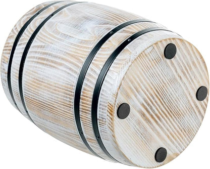 MyGift Wine Barrel Design Kitchen Utensil Holder Crock, Vintage White Washed Solid Wood Cooking Utensils Organizer - Image 7