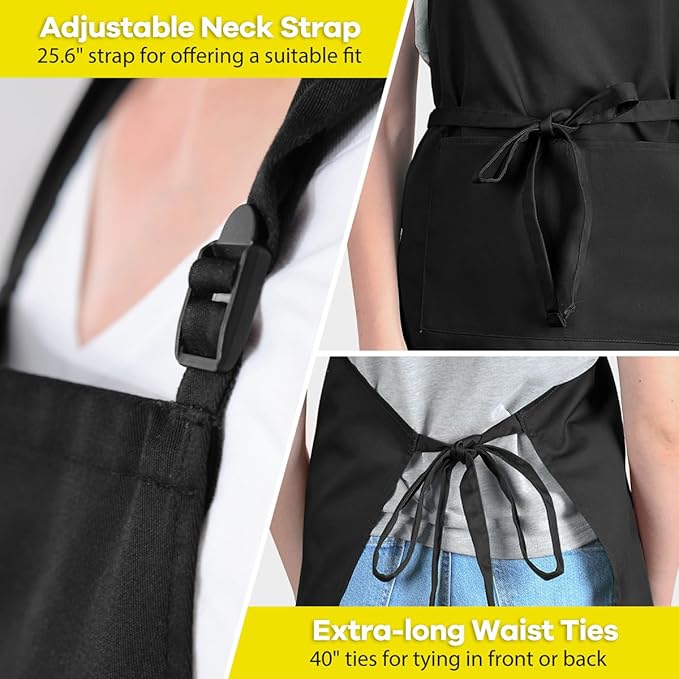 ROTANET Extra Large Apron for Men Adjustable Bib Aprons with 2 Pockets Cooking Kitchen Women Chef Water & Oil Resistant - Image 5